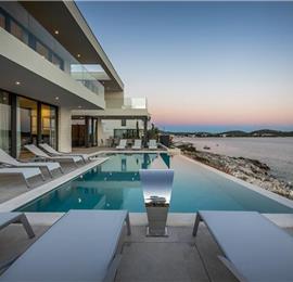 3 x 5 bedroom seafront villa with heated infinity pool near Rogoznica, sleeps 10